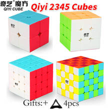 Qiyi-cubo de rompecabezas sin etiqueta para niños, Cubo de velocidad, juguetes de para niños, 2x2x2 3x3 4x4x5x5, 4 unids/set 2024 - compra barato
