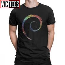 Colorido debian tshirt masculina de algodão vintage tshirt tripulação pescoço linux sistema operacional ubuntu s party 2024 - compre barato