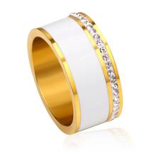 LUXUKISSKIDS Gold Color Zircon Band New Ring Stainless Steel Jewelry Ring For Female Engagement Wedding Rings vintage femme 2024 - buy cheap