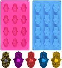 Hamsa mão silicone resina molde mão de fátima diy a mão de deus artesanato olho em khamsah palma para sabão vela fazendo suprimentos ferramenta 2024 - compre barato