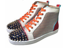 Qianruiti-Zapatillas altas transpirables para hombre, zapatos informales con remaches, con cordones y suela de goma plana, a la moda 2024 - compra barato