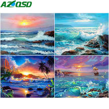 Алмазная живопись AZQSD, морская мозаика закат, полная выкладка, алмазная вышивка, пейзаж, наборы для вышивки крестиком, подарок ручной работы 2024 - купить недорого