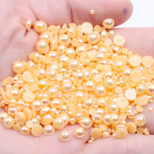 Orange AB 1.5-12mm Half Round ABS Resin Pearls Flatback Non Hotfix Glue On Beads For Crafts Scrapbooking Decorations 2024 - buy cheap