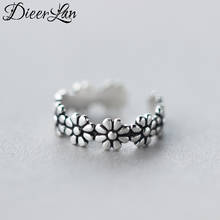 Anéis com flor de ameixa prateada femininos, anéis ajustáveis com tamanho fashion para casamento 2021 2024 - compre barato