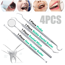 4Pcs/ Set Dental Mirror Stainless Steel Dental Dentist Prepared Tool Set Probe Tooth Care Kit Instrument Hoe Sickle Scaler 2024 - buy cheap