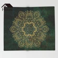 Cobertor de lance desembaraça flor dourada mandala sobre manta de microfibra verde escura quente 2024 - compre barato