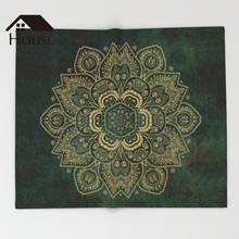 BIGHOUSES Throw Blanket Golden Flower Mandala on Dark Green Throw Blanket Warm Microfiber Blanket 2024 - buy cheap