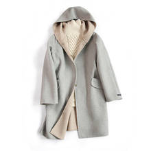 Abrigo largo de lana para mujer, chaqueta informal con capucha, Color sólido, invierno, 2019 2024 - compra barato