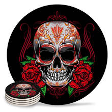 Skull Rose Skull Coasters Coffee Table Decor Kitchen Accessories Ceramic Coaster Dinning Table Decoration Placemats 2024 - buy cheap