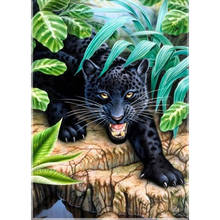 Pintura de diamante 5D DIY "leopardo en el bosque", bordado de diamantes de imitación cuadrados, punto de cruz, mosaico 2024 - compra barato