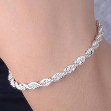 Pulseira de prata para mulheres moda corrente de pulso charme flash torcido senhora presentes de casamento pulseira de jóias 2024 - compre barato