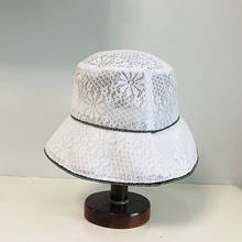 Women's Summer Hat Crystal Decoration Lace Wide Brim Flat Top Bucket hat Sun Protection Cap Female Beach Hat Foldable Sun Hats 2024 - buy cheap