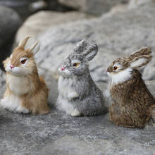 Mini conejos/polluelos lindos de 14CM, juguetes de peluche de piel de Animal realista, conejo de simulación de Navidad, modelo de juguete, regalo de cumpleaños 2024 - compra barato