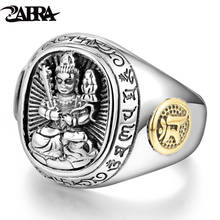 ZABRA Buddha Real 925 Silver Rings For Women Men Chinese Zodiac Patron Saint Vintage Mens Signet Ring Adjustable Biker Jewelry 2024 - купить недорого