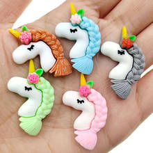 20pcs/lot DIY flat back resin cartoon unicorn hair clips bows accessories resin cabochons accessories 2024 - buy cheap