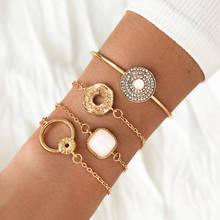 Modyle-Conjunto de pulseras de cadena Punk para mujer, brazaletes con dijes de Color dorado grueso bohemio, joyería de moda 2024 - compra barato
