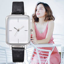Женские кварцевые часы с прямоугольным циферблатом, на кожаном ремешке 2024 - купить недорого