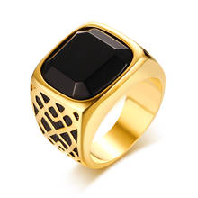 Luxury black gold color color dubai style big stone wedding rings for men 2024 - buy cheap