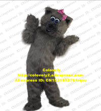 Long Fur Furry Grey Cat Mascot Costume Adult Cartoon Character Outfit Suit Conference Presentation Hotel Restaurant zz8088 2024 - buy cheap