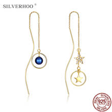 SILVERHOO Sterling Silver 925 Jewelry Shining Star Drop Earrings For Women 5A+ Cubic Zirconia Party Personality Earrings Best 2024 - buy cheap