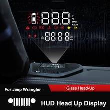 QHCP Car HUD Head Up Display Multifunction Overspeed Alert Alarms OBD Plug HD Screen Projector Hidden For Jeep Wrangler JL 18-22 2024 - buy cheap