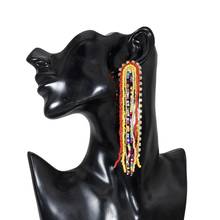 Bohemian Long Tassel Acrylic U Shape Beaded Pendant Earrings Wedding Party Charm Brincos Vintage Indian Gypsy Jewelry Earrings 2024 - buy cheap
