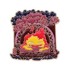Howl's Moving Castle Bacon Curse Fire Demon Pin Billowing Smoke Powerful Calcifer Brooch Ghibli Anime Fandom Accessory 2024 - buy cheap