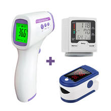 Tonómetro esfigmomanómetro de muñeca, Monitor de presión arterial + termómetro Digital para la frente + medidor de oxígeno en sangre, oxímetro de pulso 2024 - compra barato