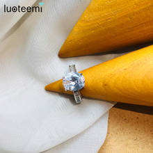 LUOTEEMI Fashion Luxury Oval Crystal Engagement Rings for Women AAA White Cubic Zirconia Silver Color Rings 2021 New 2024 - купить недорого