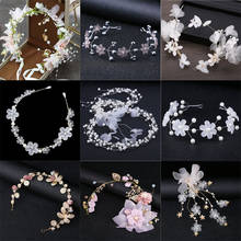 Elegant Wedding Headband Sweet Bride Flower Pearl Crown Fashion Women Beach Travel Hair Wreath Prom Party Hair Accessories 2024 - buy cheap