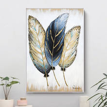 Abstract Golden Feather Art Canvas Painting Posters and Prints Wall Art Picture For Living Room Home Nordic Decoration Cuadros 2024 - buy cheap