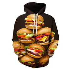 Men's 3D Hoodie Autumn Winter Sweatshirt 3d Print Men and women Hamburger Hoodie Hip hop Funny Hoodie Personality Style Hoodie 2024 - buy cheap
