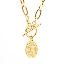 Женское Ожерелье с монетами Дева Мария, чокер золотистого цвета из нержавеющей стали, подарочное колье 2024 - купить недорого