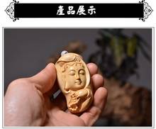 Budista Guanyin de boj para tallado de madera, mango de papelería, colgante de la Sala malvada, artesanías de tallado portátil 2024 - compra barato