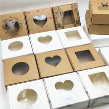 Caixa de embalagem presente em pvc para doces, 24 peças, janela de natal, marrom, para casamento, artesanato, bolo, sabonete artesanal, caixas de presente 2024 - compre barato