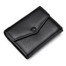 Premium 100% Cowhide Leather Men Wallet New Arrivals Three-fold Women Wallet Short Style Card Wallet Unisex Zipper Purses 2024 - buy cheap