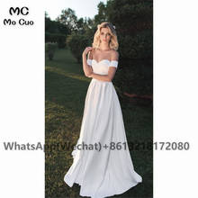 Sexy Off Shoulder A-Line Wedding Dresses Bridal Gown Long Sweep Train Lace Up Back Satin Women Wedding dress Custom Made 2024 - buy cheap