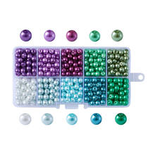 250 unids/caja de cuentas de perlas de vidrio redondas de 8mm de colores mezclados, cuentas de bolas sueltas para fabricación de joyas, accesorios de pulsera y collar 2024 - compra barato