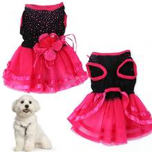 Vestido de gasa con flor rosa para perro, falda para cachorro, gato, ropa de princesa, disfraz para perros, suministros para mascotas XS/S/M/L 2024 - compra barato