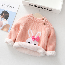 2020 nova roupa das crianças menina camisola outono inverno dos desenhos animados coelho veludo reforçado bebê quente camisola de malha para 0-2 y 2024 - compre barato