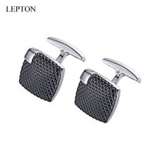 LEPTON Mens Classic Cufflink Black Silver Color Stainless Steel Cufflinks for Men Wedding Groom Business Cuff Links Gemelos 2024 - buy cheap
