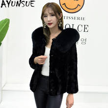 AYUNSUE Real Mink Coat Female Jacket Winter Jacket Women Clothes 2020 Fox Fur Collar Natural Fur Jackets Chaqueta Mujer MY4137 2024 - buy cheap