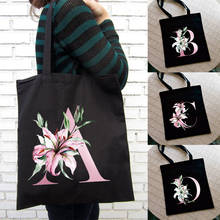 Lily Letter Print Women Shopping Bag Female Canvas Cloth Shoulder Bag Eco Storage Casual Handbag Reusable Foldable Fashion Totes 2024 - купить недорого