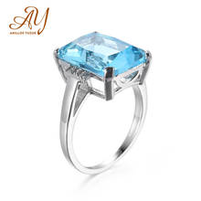 Anillos Yuzuk  925 Sterling Silver New Fine Natural Gemstone Ring For Women Engagement Wedding Rings Blue Square Zircon Rings 2024 - купить недорого