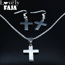 Cross Stainless Steel Earring Necklace Jewellery Sets Women Small Silver Color Set Jewelry juego de collar y aretes S178737 2024 - buy cheap