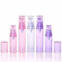 Mpty-botella de plástico transparente para cosméticos, frasco de viaje de 5ml y 10ml con bomba sin aire, contenedor de artículos de tocador al vacío, color rosa y morado, 1 unidad 2024 - compra barato