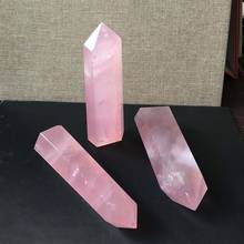 Natural Rock Pink Quartz Crystal Reiki Healing Crystal Stone Points Wand 2019ing 2024 - buy cheap