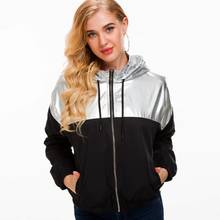 2020 Autumn Winter New Women's Coat Black Silver Stitching Hooded Short Jacket Long Sleeve Fashion Casual Loose Jacket S-XXL 2024 - buy cheap
