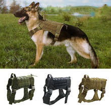 Arnês tático militar para cães e cachorros, colete durável com alça em nylon, trela para cães pequenos e grandes 2024 - compre barato