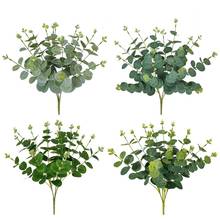Ramo de plantas artificiales de eucalipto para decoración del hogar, arreglo de flores de imitación verde, ramo de eucalipto, decoración de escritorio 2024 - compra barato